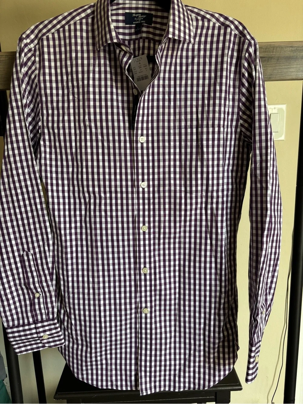 Thompson shirtings by J Crew Purple and White Dress Shirt small 14-14 1/2